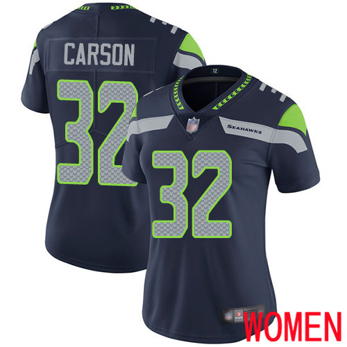 Seattle Seahawks Limited Navy Blue Women Chris Carson Home Jersey NFL Football #32 Vapor Untouchable->women nfl jersey->Women Jersey